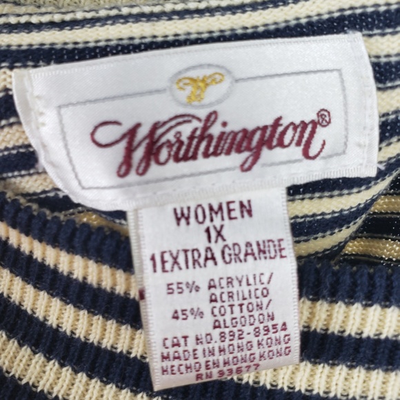 Worthington Sweater size 1X Blue Stripe - Picture 6 of 7
